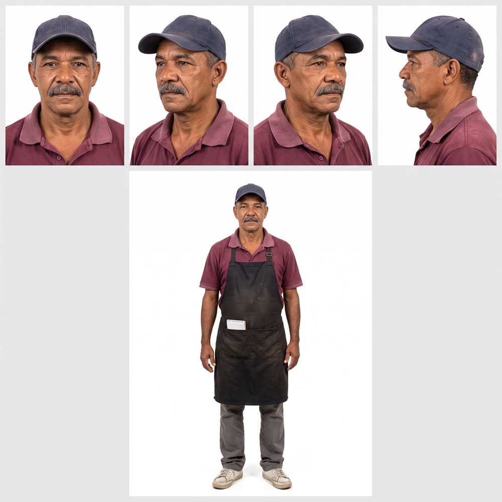 The popcorn vendor character, on a street corner