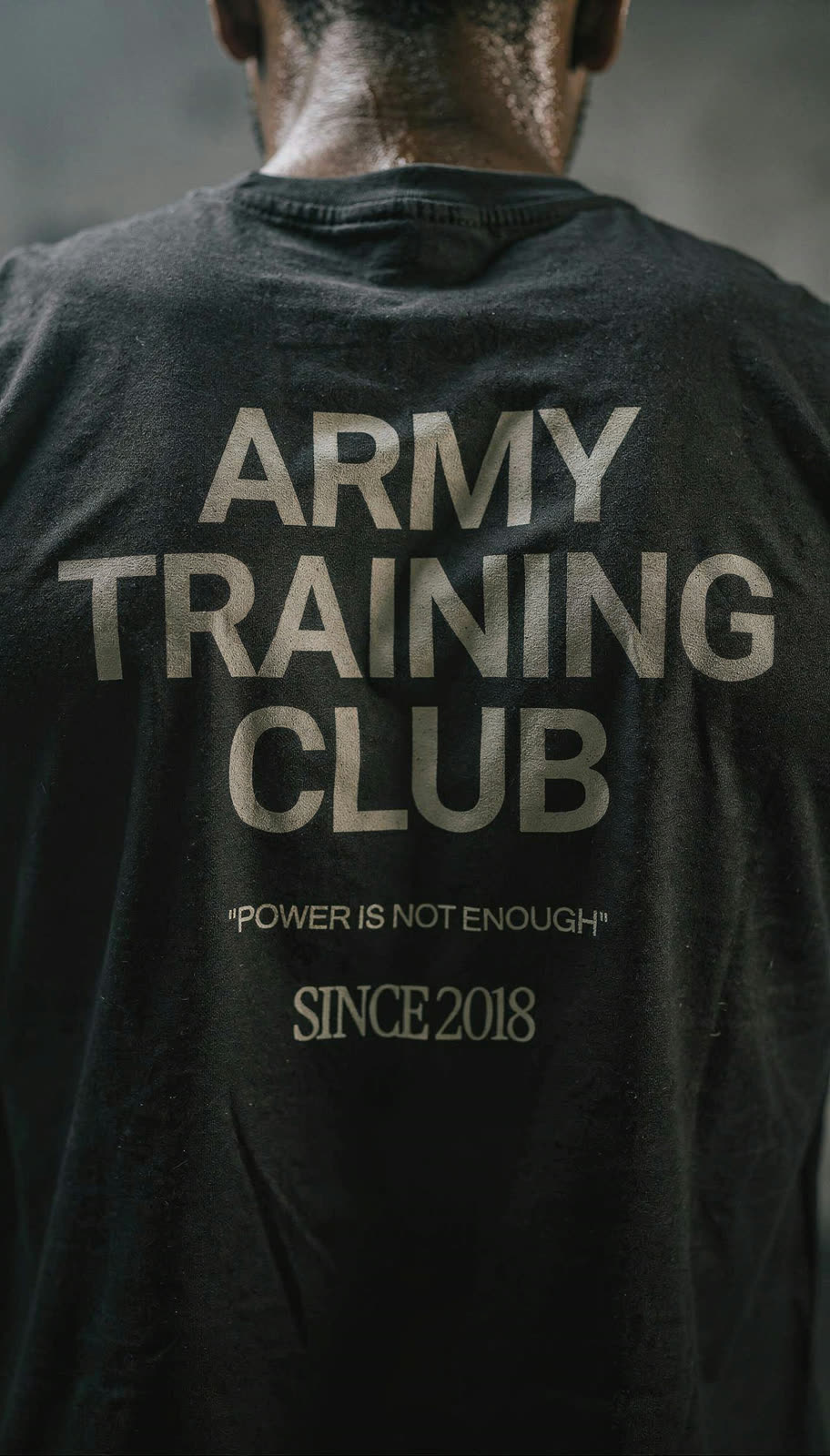 The back of the shirt with the Army Training Club print